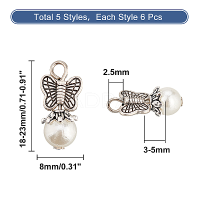 6 Sets Acrylic Imitated Pearl Pendants FIND-AR0003-39-1