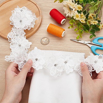 Double Layer Polyester Flower Lace Ribbons DIY-WH0656-60C-1