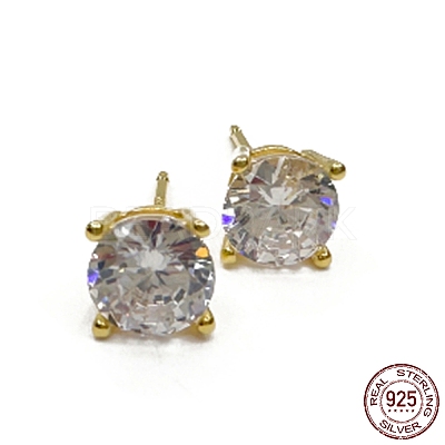 925 Sterling Silver Stud Earrings EJEW-K265-01G-1