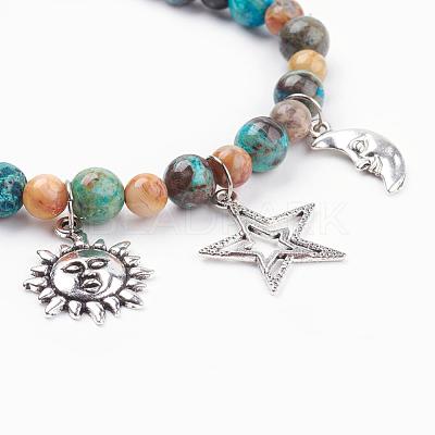 Natural Gemstone Charm Bracelets BJEW-JB03349-1