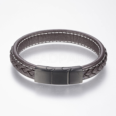 Braided Leather Cord Bracelets BJEW-H561-04B-1