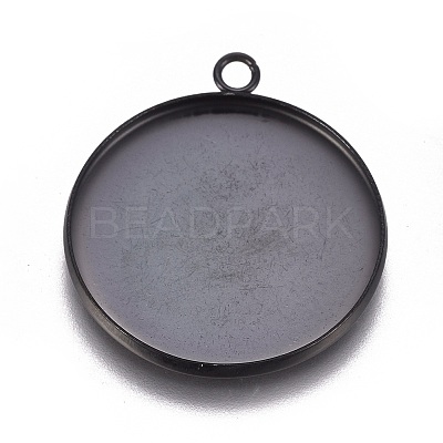 304 Stainless Steel Pendant Cabochon Settings X-STAS-G127-13-25mm-B-1