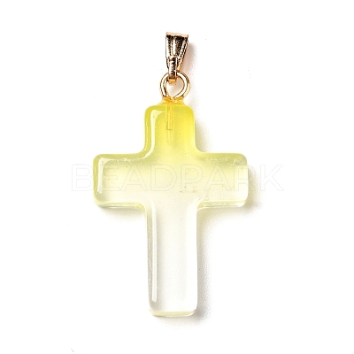 Two Tone Transparent Glass Pendants GLAA-A004-02G-1
