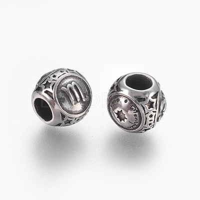 316 Surgical Stainless Steel European Beads STAS-F195-128P-09-1