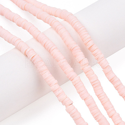 Flat Round Handmade Polymer Clay Bead Spacers X-CLAY-R067-4.0mm-27-1