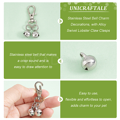32Pcs 304 Stainless Steel Bell Charm Decorations HJEW-PH01559-1