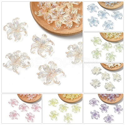 10Pcs UV Plating Iridescent Plastic Beads Caps FIND-YW0007-94A-1