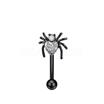 Halloween 304 Stainless Steel Cubic Zirconia Eyebrow Straight Barbell Rings WGE763A-04-1