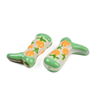 Boot Baking Paint Glass Enamel Beads LAMP-C020-02H-1