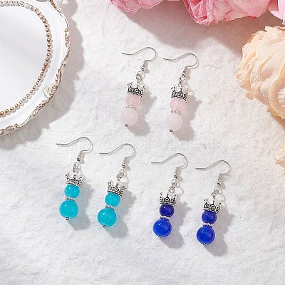 3 Pairs Baking Paint Imitation Jade Glass Dangle Earrings EJEW-JE06619-1