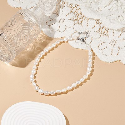 Natural Baroque Keshi Pearl Beaded Necklace with 304 Stainless Steel Clasp for Women NJEW-JN04083-1