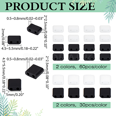 180Pcs 4 Styles 2-Hole Glass Seed Beads SEED-ME0001-09A-1