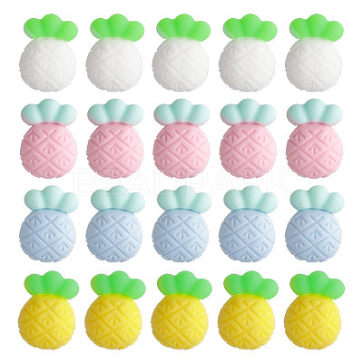 20Pcs 4 Colors Pineapple Food Grade Eco-Friendly Silicone Focal Beads SIL-GL0001-05-1