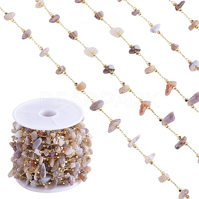 Natural Botswana Agate Chips Beaded Chains CHC-SZ0001-62E-1