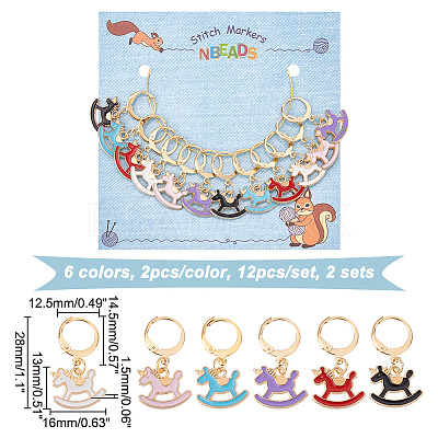 Alloy Enamel Pendant Locking Stitch Markers HJEW-AB00169-1