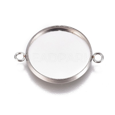 Non-Tarnish 304 Stainless Steel Cabochon Connector Settings STAS-G127-14-16mm-P-1