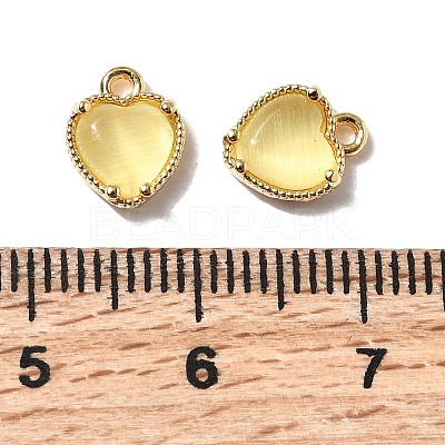 Heart Brass Charms KK-D024-02C-G-1