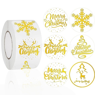 Christmas Theme Adhesive Roll Sticker Labels DIY-S001-07C-1