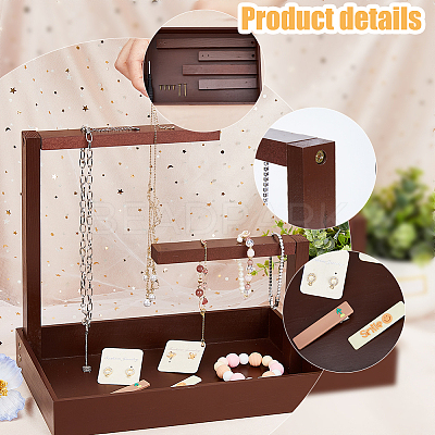 Rectangle Wood Jewelry Display Stands ODIS-WH0329-34B-1