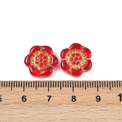 Baking Paint and Golden Metal Enlaced Glass Beads DGLA-T004-10F-1