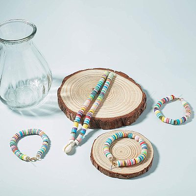Flat Round Handmade Polymer Clay Beads LS-CLAY-R067-8.0mm-43-1