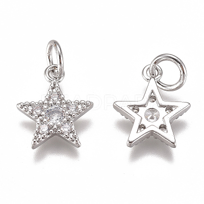 Brass Micro Pave Cubic Zirconia Charms ZIRC-F111-11P-1