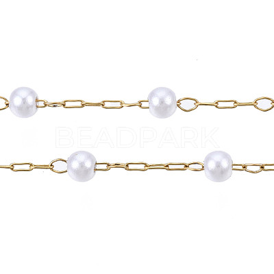 ABS Plastic Pearl Round Beaded Chains CHS-N003-16-1