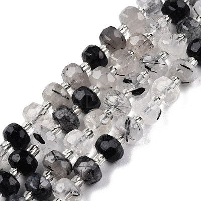 Natural Black Rutilated Quartz Beads Strands G-N327-08S-1