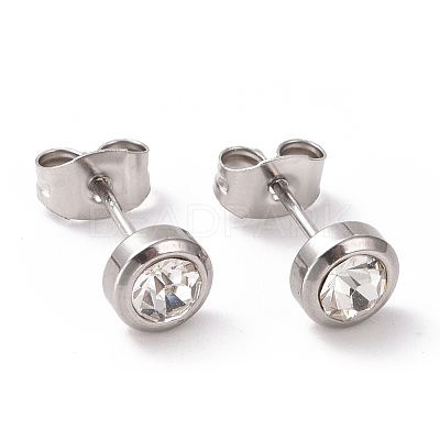 Rhinestone Column Stud Earrings EJEW-H357-04P-A-1