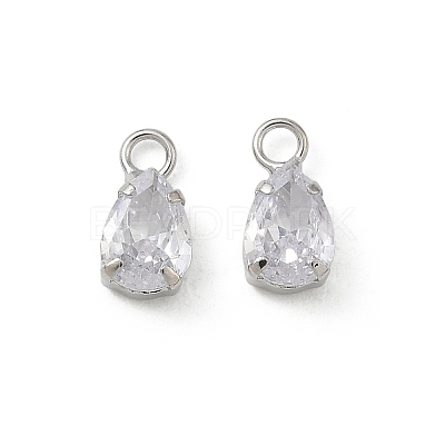 Brass Pave Clear Cubic Zirconia Charms CU-CBAD360-01P-01-1