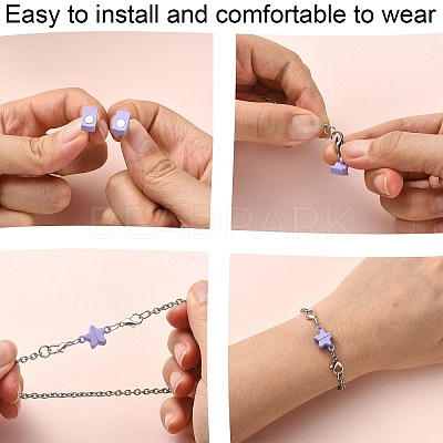 14 Sets 7 Colors Star Alloy Magnetic Clasps PALLOY-CJ0002-29-1