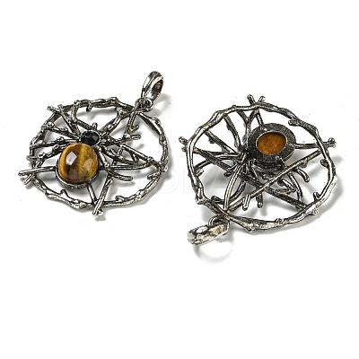 Natural Tiger Eye Pendants G-P547-05AS-10-1