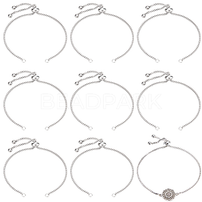 10Pcs Adjustable 304 Stainless Steel Slider Bracelets Making STAS-BBC0003-01-1