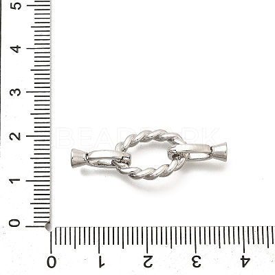 Oval Rack Plating Brass Fold Over Clasps KK-S508-14P-1