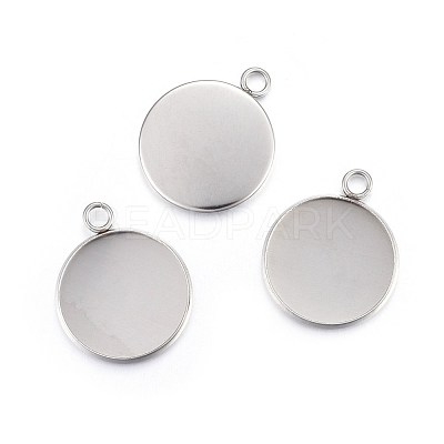 Tarnish Resistant 304 Stainless Steel Pendant Cabochon Settings STAS-F191-14P-G-1