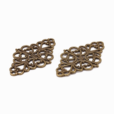 Tibetan Style Alloy Rhombus Filigree Joiners Links X-TIBE-5377-AB-FF-1