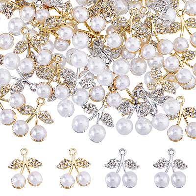 60Pcs 2 Colors Alloy Rhinestone Pendants FIND-FH0016-93-1
