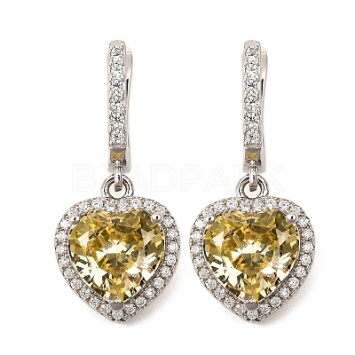 925 Sterling Silver Micro Pave Cubic Zirconia Dangle Hoop Earrings EJEW-F371-01C-02-1