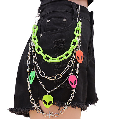 Extra-terrestrial Head Plastic & Alloy Barbed Wire 3 Layer Pants Chains for Women FS-WG4F403-01-1