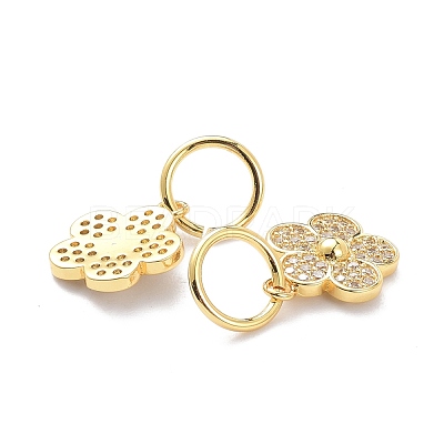 Brass Micro Pave Clear Cubic Zirconia Charms ZIRC-L091-075G-1