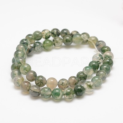 Natural Moss Agate Beads Strands X-G-F453-4mm-1