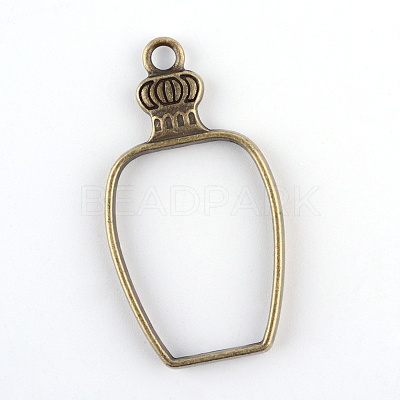 Rack Plating Alloy Bottle Open Back Bezel Pendants PALLOY-S047-31F-FF-1