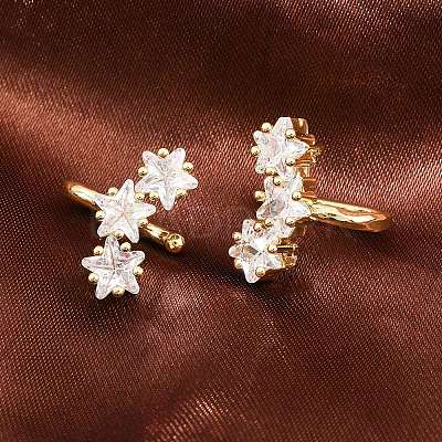 Brass Micro Pave Clear Cubic Zirconia Cuff Earrings EJEW-G471-40G-1