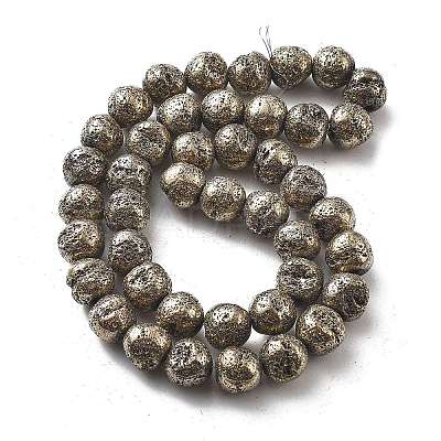 Electroplated Natural Lava Rock Beads Strands G-A251-D01-01J-1