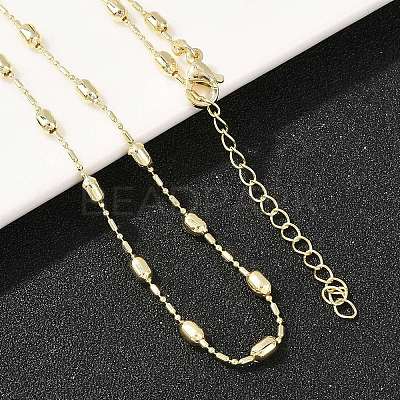 Brass Oval Ball Chain Necklaces for Men Women X-NJEW-L012-03G-1