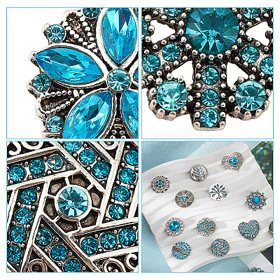 20Pcs Alloy Rhinestone Snap Button BUTT-GO0001-03B-1