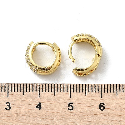 Brass Micro Pave Cubic Zirconia Hoop Earrings LS-EJEW-D311-078G-1