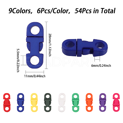 54Pcs 9 Colors Plastic Side Release Buckles KY-CA0001-51-1