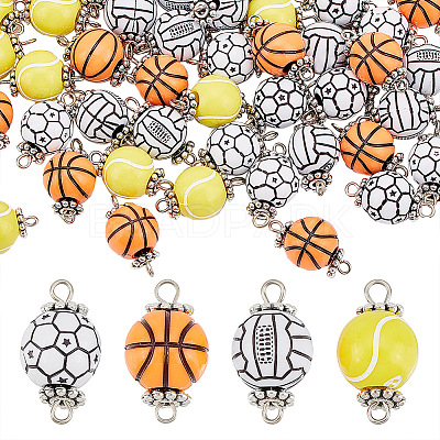 48Pcs 4 Styles Acrylic Ball Connector Charms FIND-GA0002-63-1