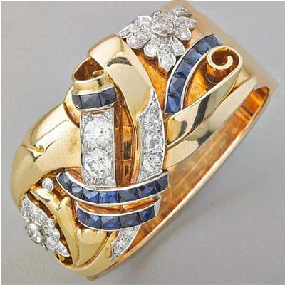 Flower Brass Micro Pave Clear Cubic Zirconia Finger Rings FS-WGA7D1C-04-1